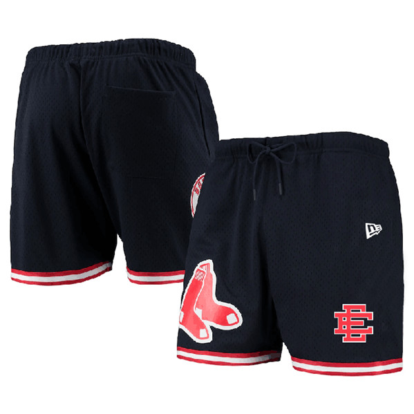 Men's Boston Red Sox Navy Mesh Shorts 001 - Click Image to Close